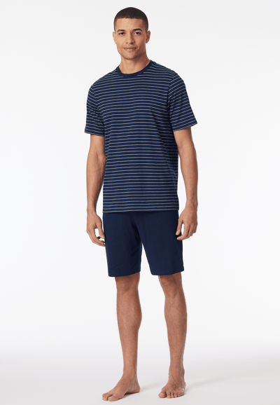 Schiesser Pyjama kort Casual Essentials - Heren Shortama - admiral