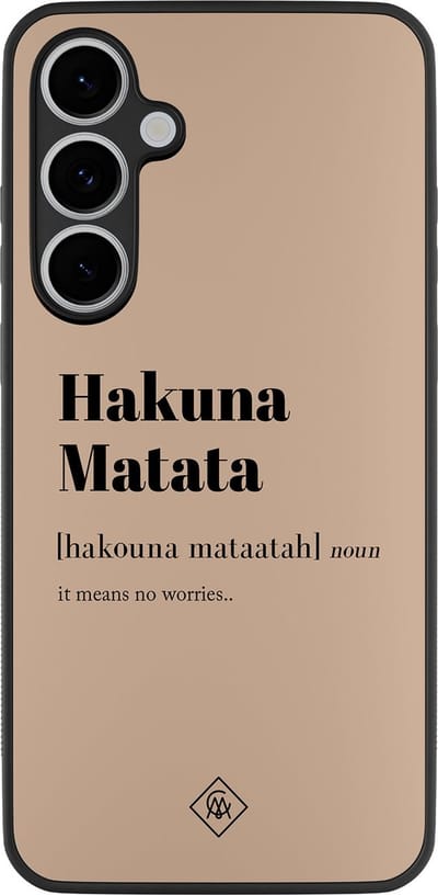 Casimoda® hoesje - Geschikt voor Samsung Galaxy S24 FE - Hakuna Matata - Zwart TPU Backcover - Tekst - Bruin/beige