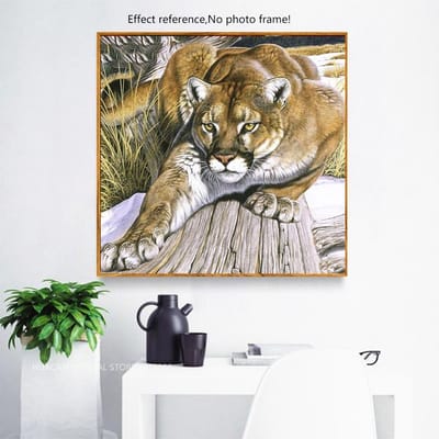 Diamant schilderij leeuw diamant borduurwerk volledige ronde boor 5d DIY diamant mozaïek dierenfoto 30x30CM beige