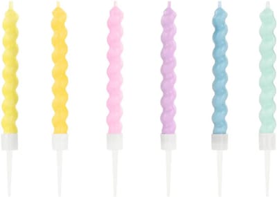 PartyDeco - Taartkaarsjes set 6st. - Curl mix