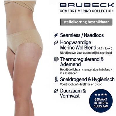 Brubeck Comfort Merino Slip Classic - Naadloos - Merino Wol Blend - Beige XL
