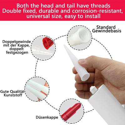 Dailygoods- Cartridgetips 20 stuks - Transparante Siliconen Spuitmonden - Vervangingspunten - Afdichtdoppen - Gereedschap - Accessoires voor Kitpistool - Kitmondstuk