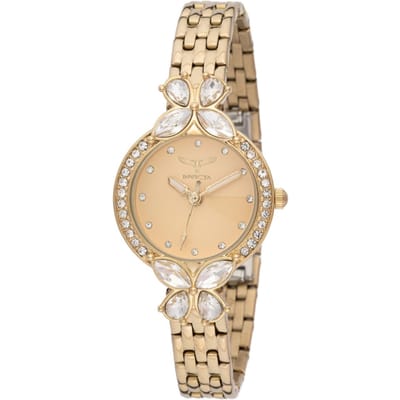 Invicta Wildflower 69094 Dameshorloge - Quartz Uurwerk - Metaal met Gouden Wijzerplaat - 30 mm