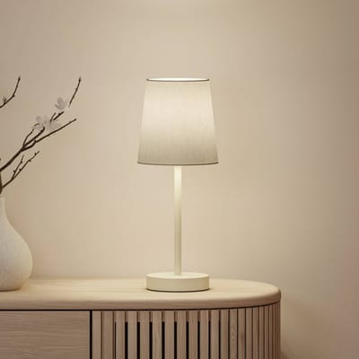 Paulmann tafellamp Stellan II, crème, hoogte 40 cm, textiel