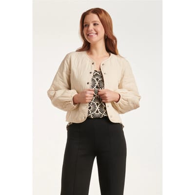 Smashed Lemon 24705 offwhite gewatteerde jas met hartvormige stiksel |