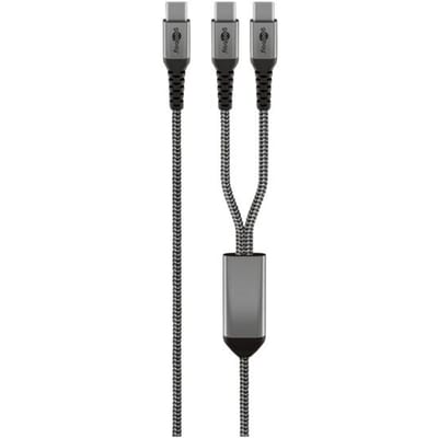 Goobay USB-C™ Textile Cable, 60 W, Power Delivery, 1.5 m, black;grey