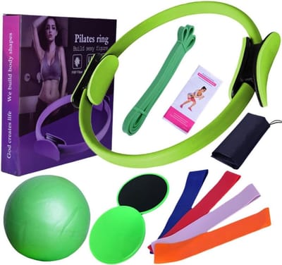 Pilates Set - Thuis Fitness - Full Body Training - Inclusief Bal Banden - 37 x 37 x 6 cm