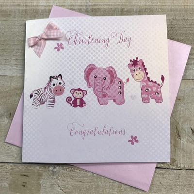 Handgemaakte Kaart - Feestelijke Wenskaart - Bijzondere Gelegenheid - Met Glitter en Diamanten - 16x16 cm - Roze