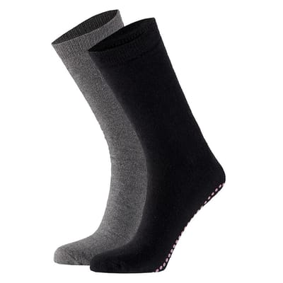 Antislip sokken dames - 4-Pak - Badstof voering - Zwart / 35/42