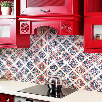 Zelfklevende tegelmuurstickers voor keuken en badkamer - 24 Arlinda Azulejo tegelstickers - 24 stickers 10x10cm