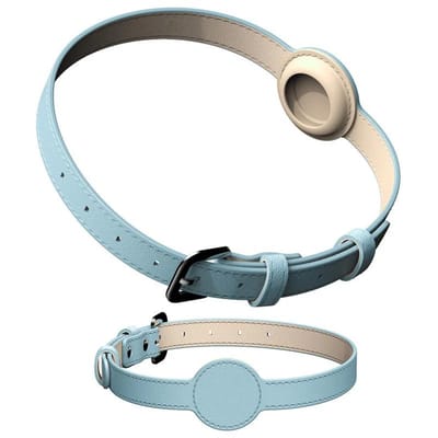 Lederen AirTag Kattenhalsband-Niet-Breekbare Kitten Halsband met Apple AirTag Houder-Lichtgewicht Huisdierhalsbanden voor Meisjes Jongens Kat,Puppy's M 41-55cm