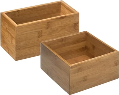 5Five - Opbergkistjes/lade organizers bamboe - 2x stuks - 18x18x9,5 cm en 18x9.5 cm