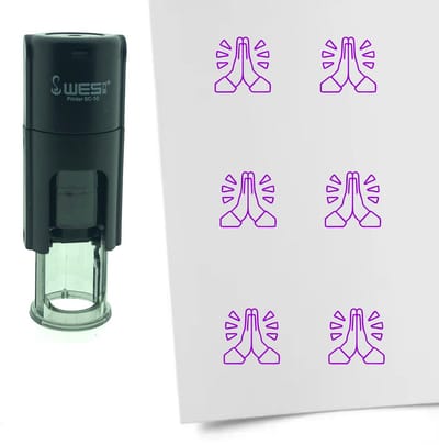 CombiCraft Stempel Gevouwen handen / bedankt 10mm rond - Paarse inkt