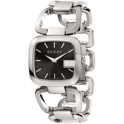 Gucci YA125407 G Horloge van roestvrij staal met zwarte wijzerplaat voor dames