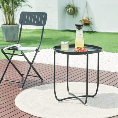 Tuintafel Sandefjord bijzettafel metaal 53x46x46cm zwart [en.casa]
