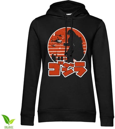 Godzilla Japanese Logo Girls dameshoodie zwart