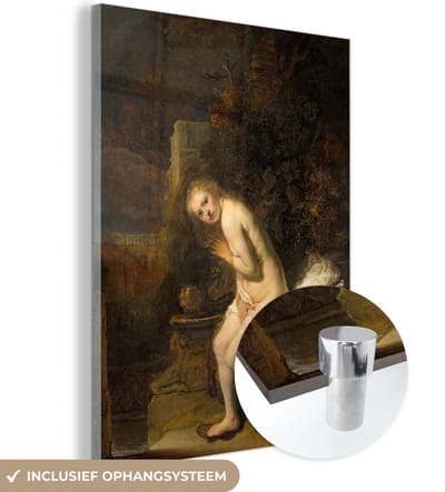 MuchoWow® Glasschilderij 30x40 cm - Schilderij acrylglas - Suzanna - Rembrandt van Rijn - Foto op glas - Schilderijen