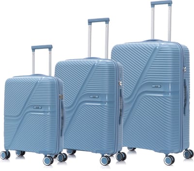 SB Travelbags 3 delige kofferset 4 dubbele wielen trolley - Licht Blauw