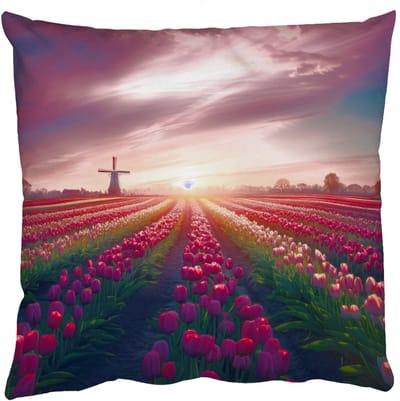 Sierkussens - Kussentjes Woonkamer - 50x50 cm - Windmolen - Zonsondergang - Landschap