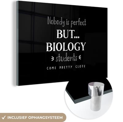 MuchoWow® Glasschilderij 120x80 cm - Schilderij acrylglas - Studenten - Biologie - Bèta - Onderwijs - Foto op glas - Schilderijen