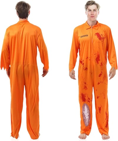 Oranje gevangeniskostuum voor mannen en vrouwen, inclusief overall en accessoires voor themafeesten en Halloween