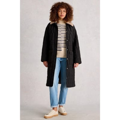 White Stuff Nolan Quilted Coat Pure Black Taglia: 6 REGULAR | Giacche invernali Outlet | Donna | Nero