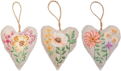 Deco hartje kit - Wilde bloemen set van 3 - PN-0199613 - Borduren - Borduurpakket - Borduurpakket volwassenen - Borduurpakket kind
