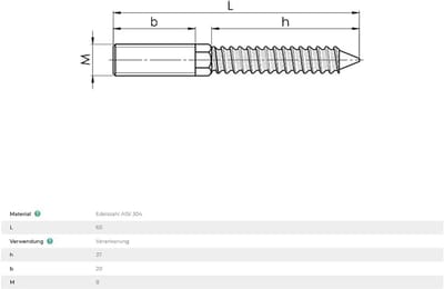 10x M8 Dubbele Schroefdraadbouten RVS voor Wandmontage en Leuningen