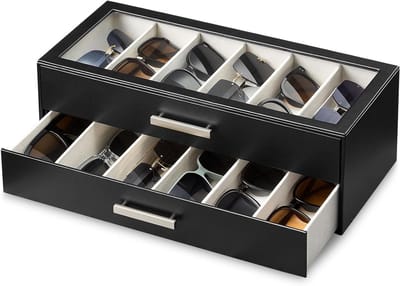 Zonnebrillen Organizer - Brillenhouder - Brillen Opbergen - 12 Vakken - 40 cm - Zwart