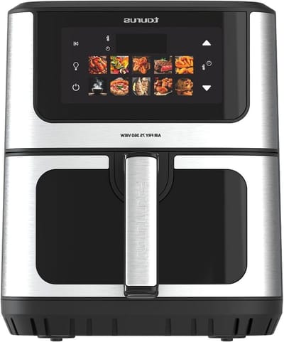 Luchtfriteuse 7S - Heteluchtoven - Gezond Koken - Dubbele Verwarming - 6.5 Liter - Zwart