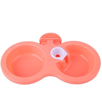 Huisdier Kat Hond Puppy Dubbele Bak Hangende Voer Water Voerbak Voor Kooi Klein (Roze) Pink red