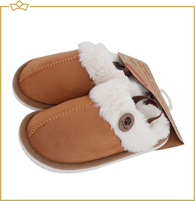 ATTREZZO® Pantoffels Kinderen - Met Elastiek - Maat 28-29 - Cognac - Heerlijk warm!
