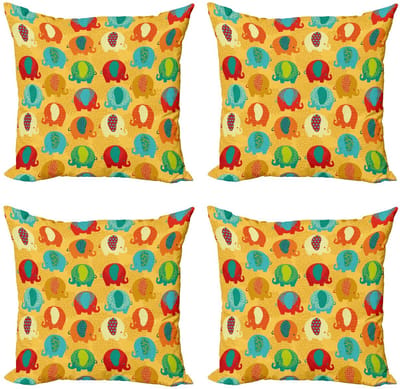 ABAKUHAUS olifant kussenhoesenset – 4x 40x40 cm – multicolor