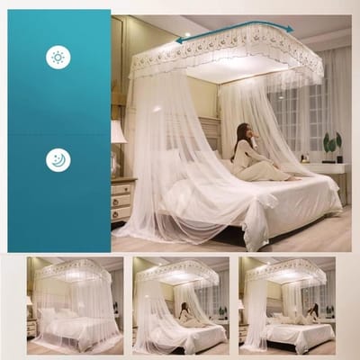 Bedhemel Klamboe - Bedgordijn Prinsessenstijl - Slaapkamer Decoratie - Ademend Microvezel - 200x220CM - Blauw