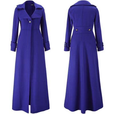 Europese en Amerikaanse Dameskleding Herfst en Winter Wollen Jas Dames Col Wollen Jas Dames Plus Lange Trenchcoat S blauw