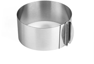 LISM-Verstelbare taartring, 8 cm hoog – Verstelbare roestvrijstalen bakring – Hoge bakvorm Geschikt voor het maken van boterkoeken, stapeltaarten en taarten met patronen.