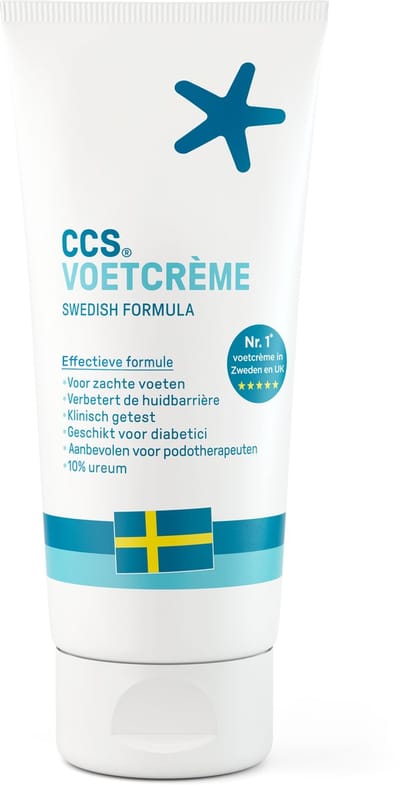CCS Voetcrème 175 ml - Voetencreme voor droge tot zeer droge voeten, Eeltcreme als Voetverzorging en als alternatief voor Eelt Verwijderaar, Voetencreme met Ureum en verfrissende eucalyptusolie, tegen droogheid en stinkvoeten, Klinisch Bewezen