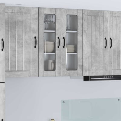 vidaXL - Wandglas - Kasten - LUCCA - Betongrijs - 60 - x - 31 - x - 80 - cm - Bewerkt - hout