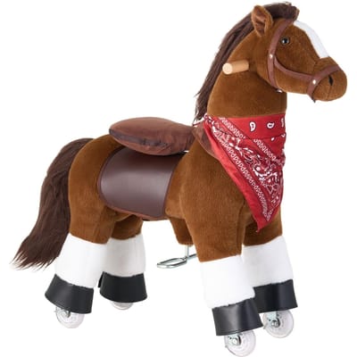 Cheval à bascule, Poneys à monter pour enfants, Pas de piles requises, Roues lisses avec anneau anti-basculement, Siège surélevé amélioré, Guidons, Pédales, 50 kg