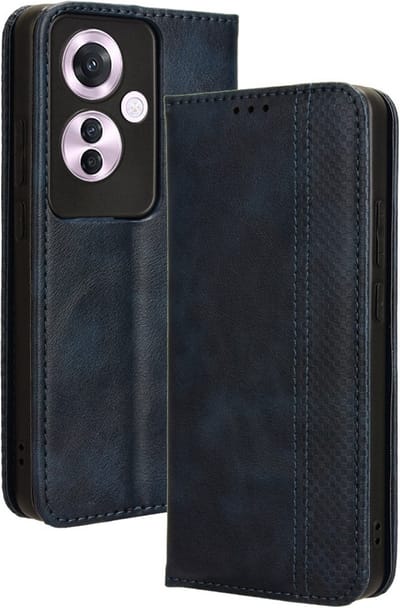 Coverup Hoesje - Geschikt voor OPPO Reno11 F 5G Hoesje - Coverup Vintage Style Book Case - Blauw