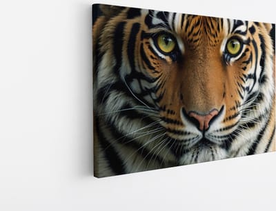 Saammp Canvas Schilderij -Tijger - Portret - Dieren - 45x30 - Foto op canvas - Wanddecoratie - Muurdecoratie Woonkamer - Slaapkamer decoratie - Canvas Print