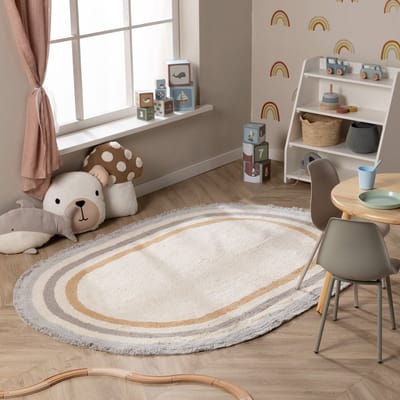 Little Olly Ovaal wasbaar kindervloerkleed - Milo Grijs - 80x120cm