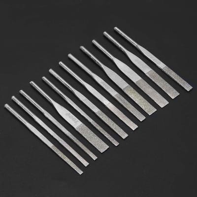 Precisienaaldvijlset - Diamantvijlen - Detail Slijpen - 12 Delig Set - 70mm Lengte