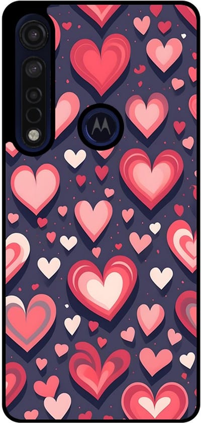Smartphonica Telefoonhoesje Geschikt voor Motorola Moto G8 Plus met Hartjes Opdruk - TPU Backcover Case With Heart Design geschikt voor Motorola Moto G8 Plus