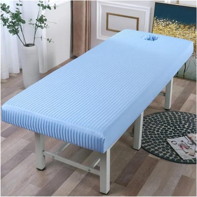 Massagetafelhoes - Massage laken - Schoonheidssalon - Met gelaatsgat - 190x80cm - Blauw