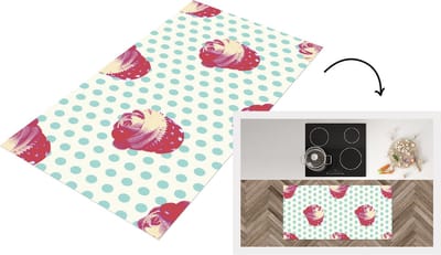 Keukenloper - Loper keuken - Patronen - Cupcake - Eten - 120x60 cm - Keukenloper vinyl