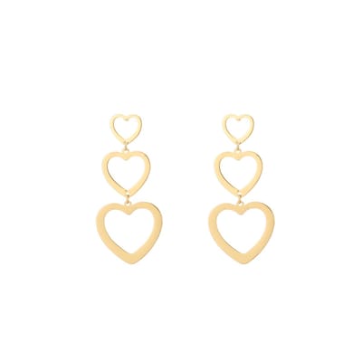 Triple hart oorbellen goud