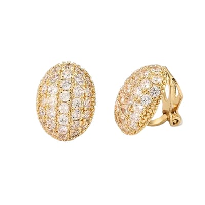 Clip oorbellen -ovaal -goudkleur -luxe -strass- geen gaatje- Charme Bijoux