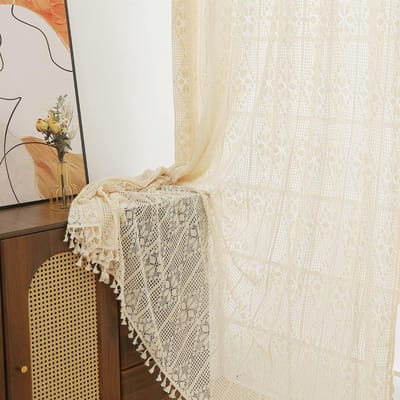 Unyqoos ® Gezellige Beige Gordijnenset met Plooiband en Kwastjes voor Moderne Interieurs - Set van 2 Stuks