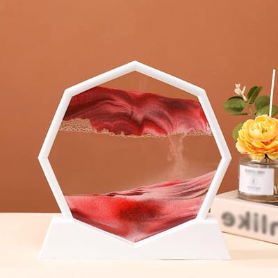 Zandloper Kunst - Vloeiend Zand - Stress Verlichten - Dynamisch Landschap - One Size - Rood